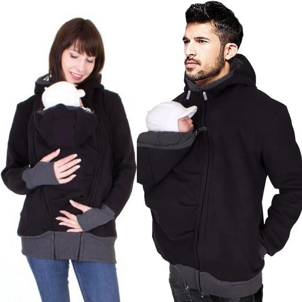 Winter Maternity Clothes Fashion Daddy Baby Carrier Jacket Kangaroo Warm Maternity Hoodies Men Outerwear Coat For Pregnant Woman enlarge