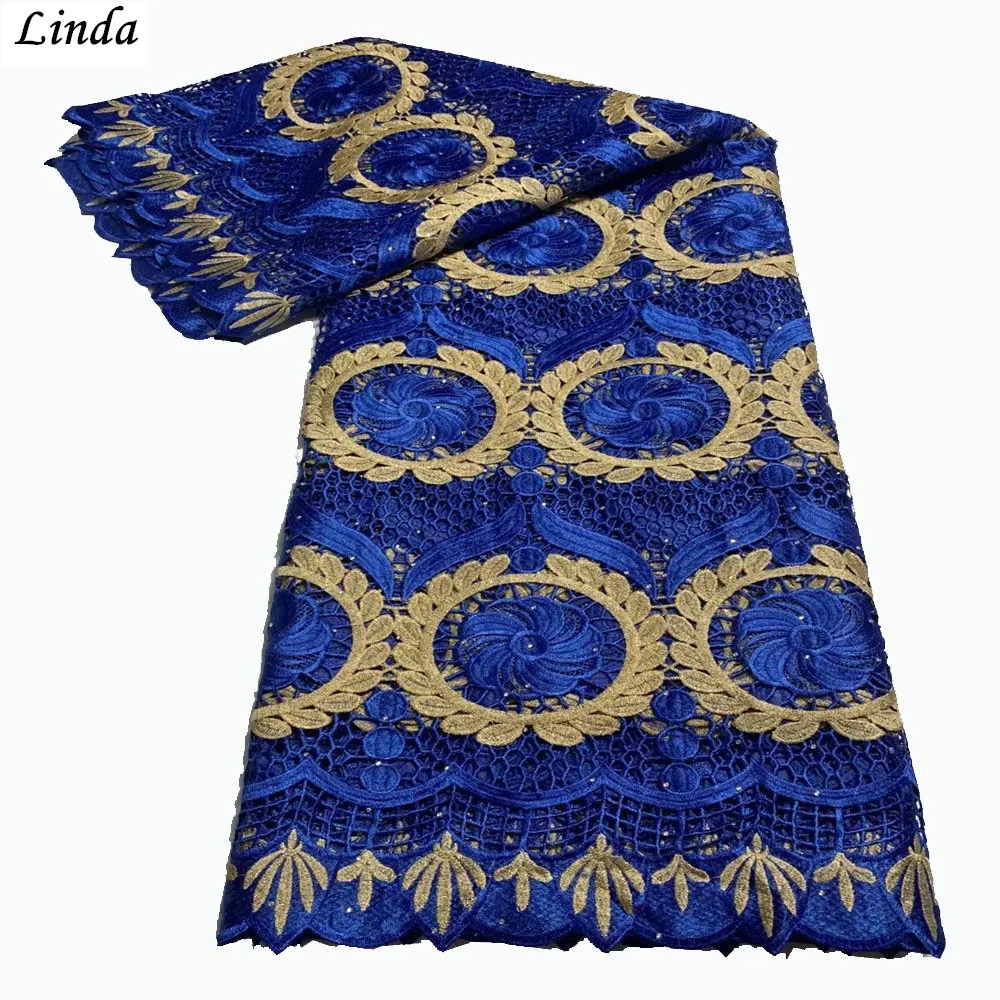 

Royalblue African Guipure Cord Lace Fabric 2021 High Quality With Stones Lace Nigerian Lace Fabrics For Wedding Dress Sewing