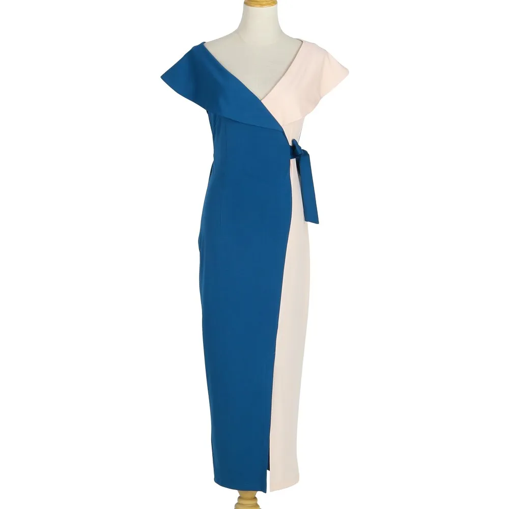 Женское платье-макси с v-образным вырезом летнее облегающее платье поясом платья