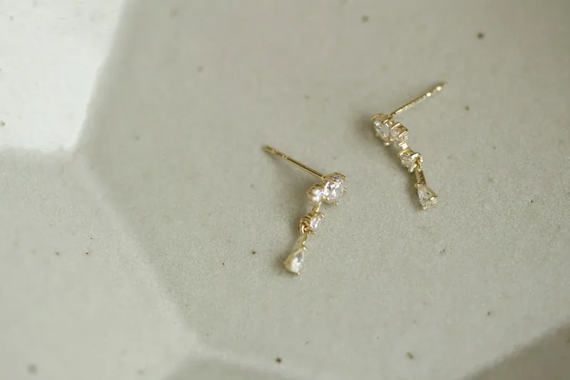 Женская цепочка из сплошного золота с кристаллами|Серьги-гвоздики| |