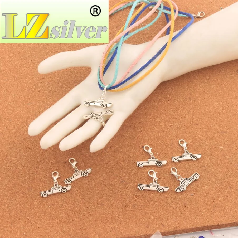 Vintage Cars Charm Beads Heart Floating Lobster Clasps MIC 27.8x25.5mm 100PCS zinc alloy C492