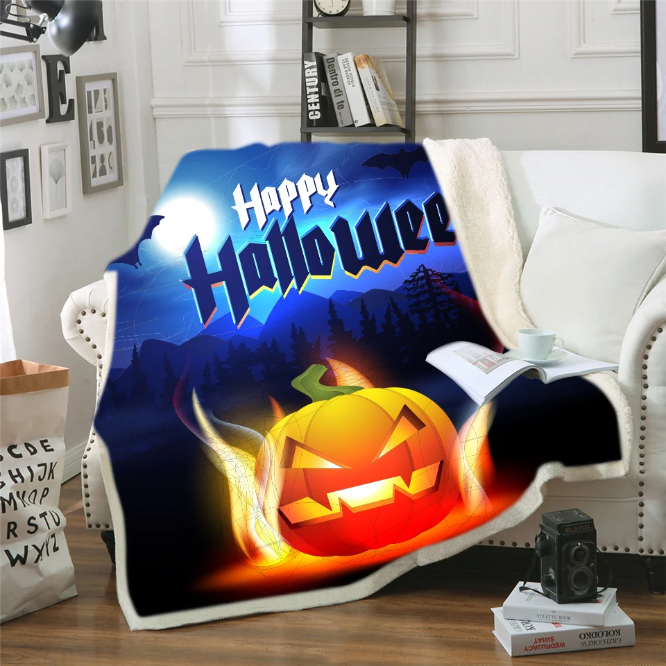 Рождественская канун Счастливый Хэллоуин фланелевое одеяло легкий уютный диван
