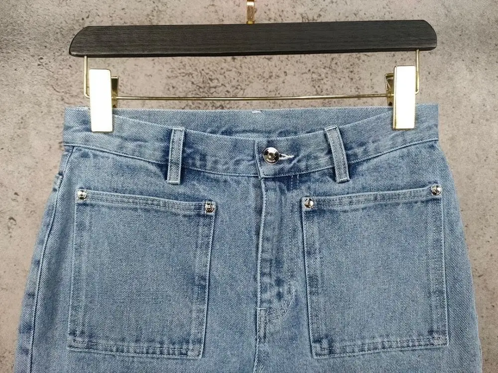 Autumn Fashion 2021FW Women Pockets Jeans Female Casual Denim Straight Pants Long Trouse Ddxgz3