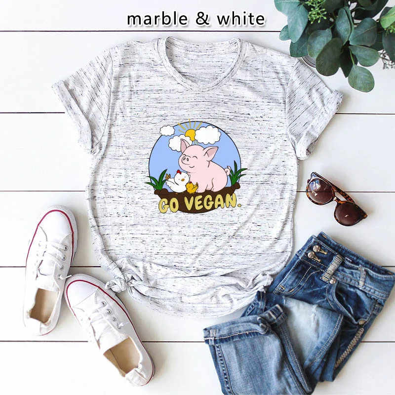

Cute piggy cartoon female size short-sleeved shirt printed cotton ladies T-shirt in Europe and America