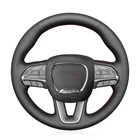 Чехол для руля из искусственной кожи, черный, для Dodge Challenger, Dodge Charger 2015-2021, Dodge Durango 2018 2019-2021