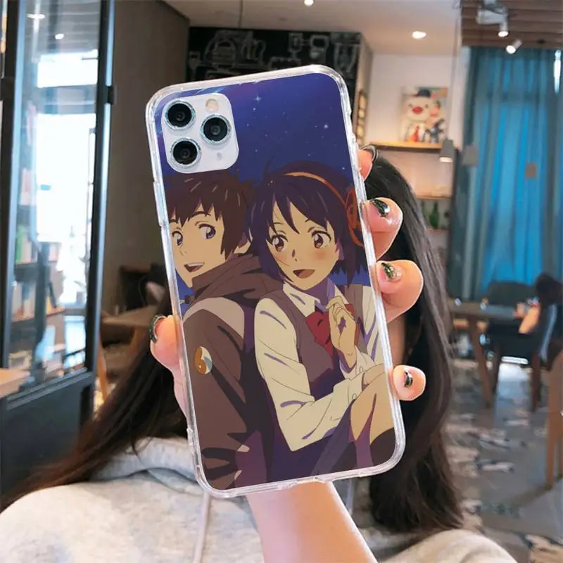 

Anime Your Name Kimi no Na wa Phone Cases Transparent for iPhone 6 7 8 11 12 s mini pro X XS XR MAX Plus cover funda shell