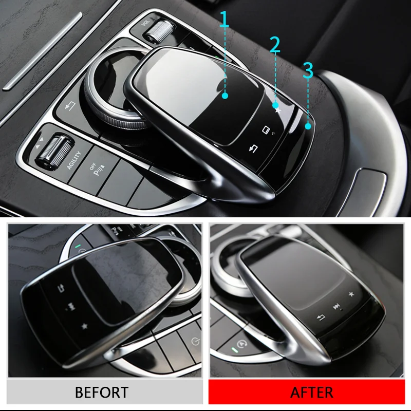 

For Mercedes Benz C E S GLC GLE Class 3pcs PVC Center Control Mouse Touch Protective Film Anti Scratch Resistant Sticker
