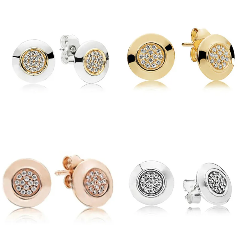 

100% sterling silver Classic tri-color original elegant temperament personality pandora earrings female