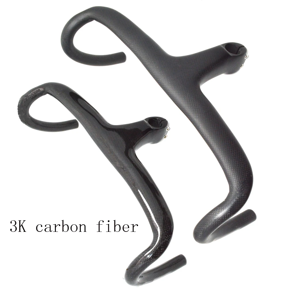 Pаспродажа Новый дорожный руль из углеродного волокна 3k, ультралегкий руль из углеродного волокна, дорожный руль для велосипеда со стержнем, интегриро...