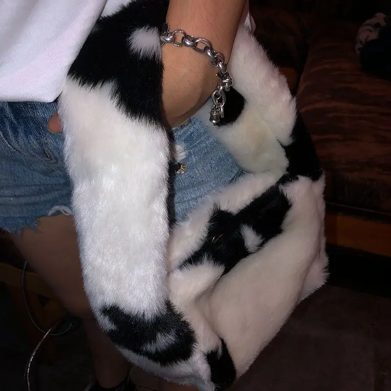 Зимняя женская сумка в стиле ретро с рисунком гусиная лапка мини на подмышке