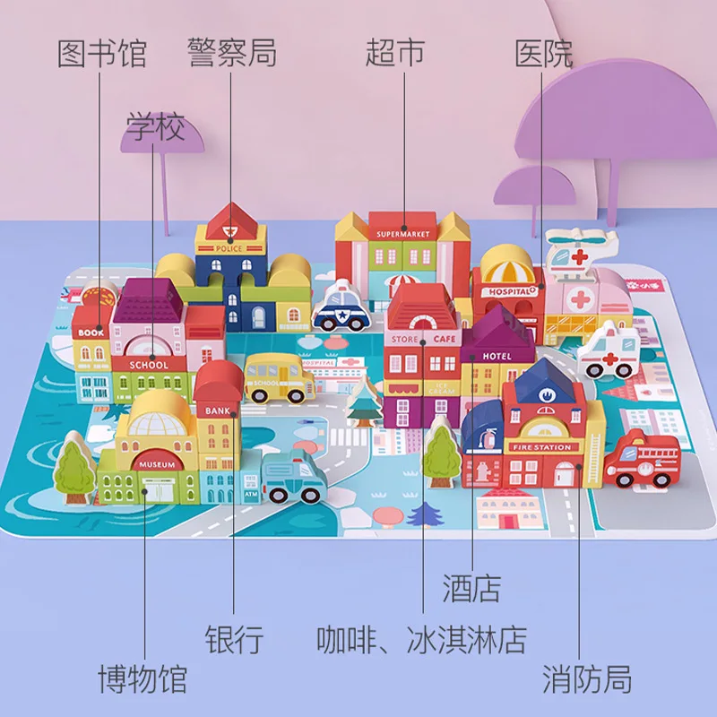 

Wooden childrens building blocks stacking high 115 grain barreled building blocks Baby early education Jenga toy building blocks