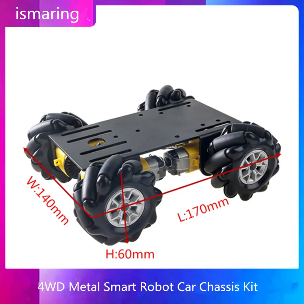 

4WD Metal Smart Robot Car Chassis Kit 60mm Mecanum Omnidirectional Wheel High Torque TT Motor DIY Unassembled Toy