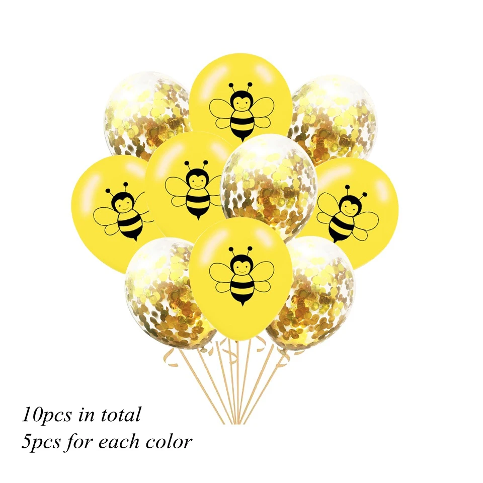 10p Yellow confetti 1 Набор шаров серии Honeybee пчела торт Топпер ребенок душ мама-пчела прекрасный бумажный Баннер Дети подарок Вечеринка по случаю Дня Рождения украшения - Цвет: 10p Yellow confetti