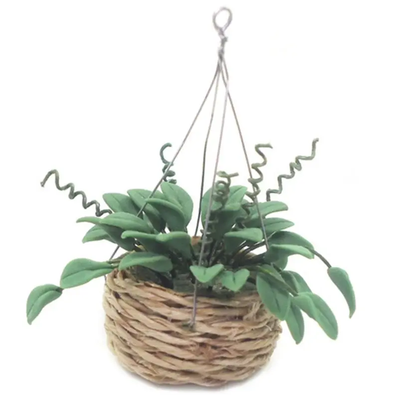 

1:12 Dollhouse Mini Rattan Basket Clay Plant Potted Miniature Simulation Model XX9E