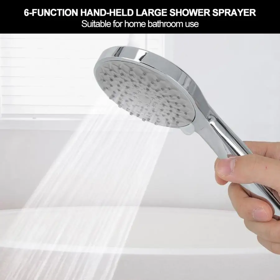 

4.9inch Electroplating shower Head 6 Functions Pressurized Shower Head Hand Shower Bathroom Accessories