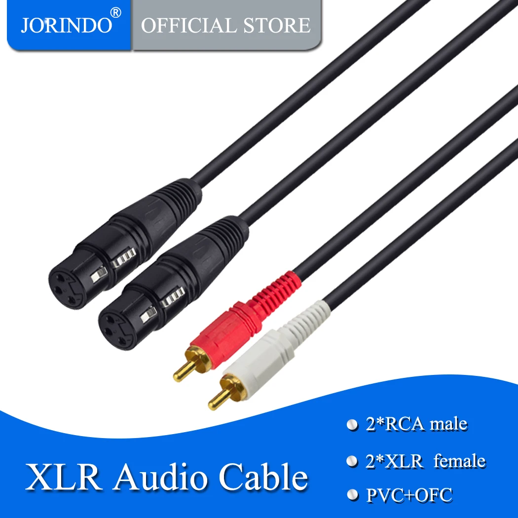 Аудиокабель JORINDO 1 5 м/фута 2 XLR на RCA разъема 3-жильный два для микрофона усилителя