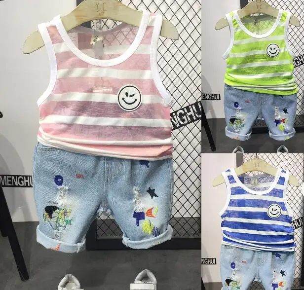 

2 шт., хлопковая футболка и шорты для мальчиков 2-7 лет