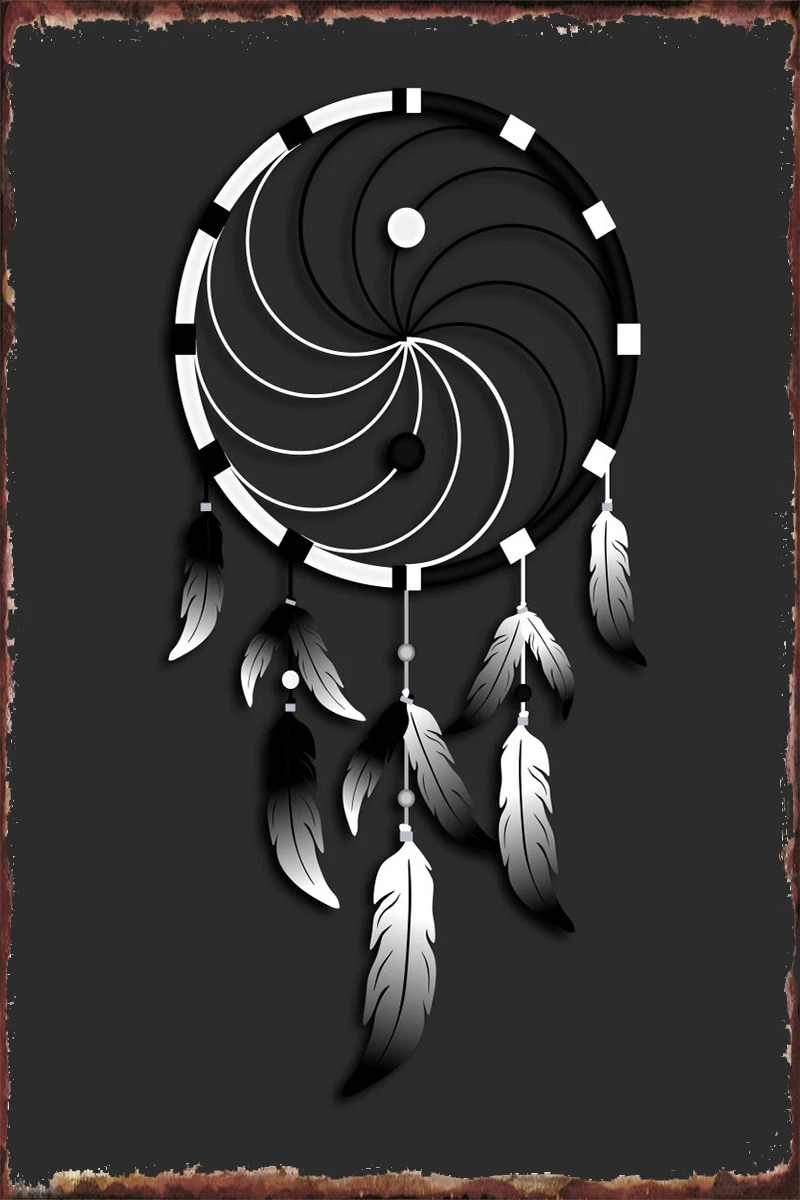 

Yin Yang Dreamcatcher Wall Decor Room Decoration Retro Vintage Metal Sign Tin Sign Tin Plates For Club Man Cave Cafe Pub Home