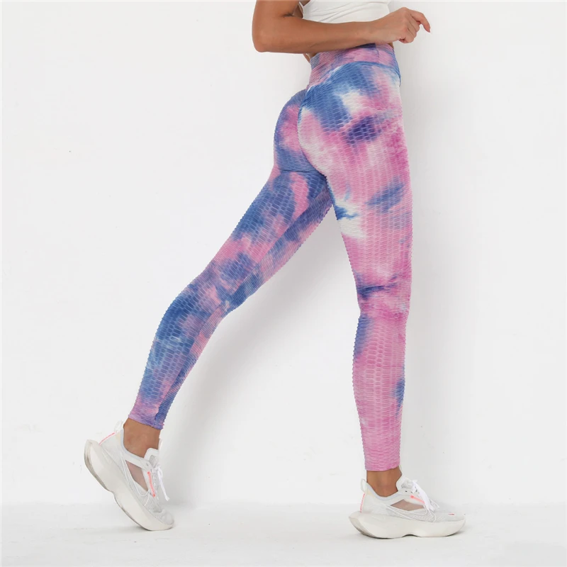 

Newst Style Women High Waist Gyms Leggings Push Up Hip Fitness Pants Color Tie-dye Fashion Sport Leggings Anti Cellulite Legging