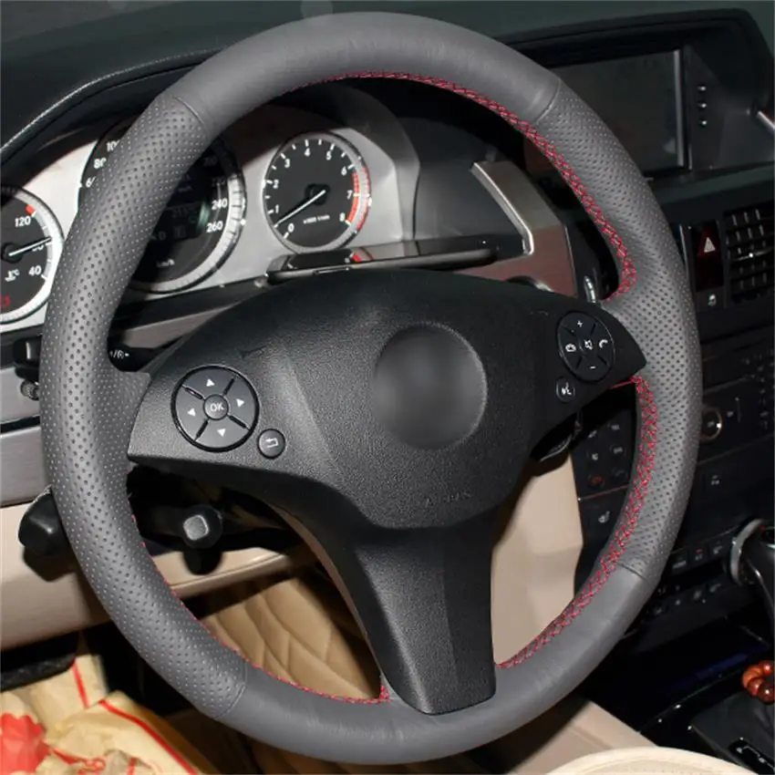 Кожаный чехол для Mercedes-Benz C180 C200 C350 C300 CLS рулевого колеса автомобиля 280 300 GLK ручная