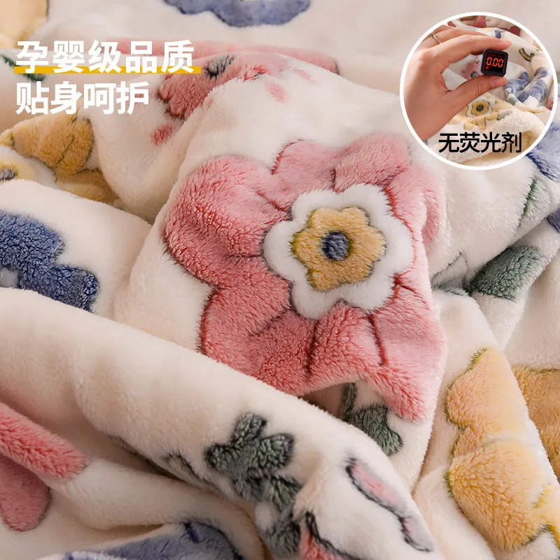 

Double blanket thickening faux lamb fur winter nap cover coral fleece warm flannel duvet cover comfortable