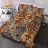 BlessLiving Wild Animal Bedding Set Queen Tiger Fox Duvet Cover With Pillow Shams Brown Bedspreads 3-Piece Soft Bed Set Dropship 1