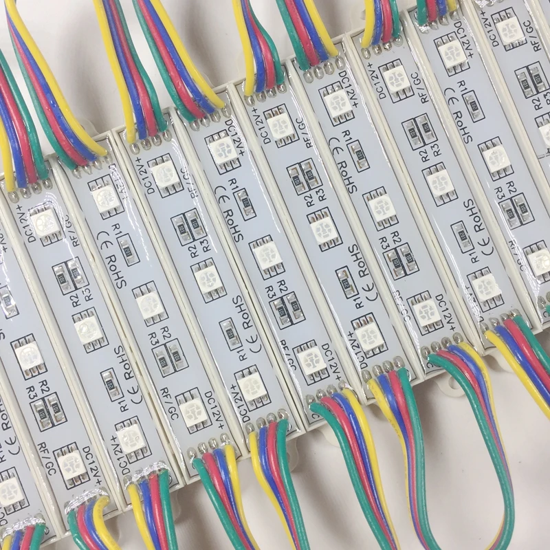 RGB светодиодный модуль 5050 светодиодный задний светильник светодиодный пиксельный модульный светильник SMD5050 DC12V 3 светодиодный IP65 RGB Бесплатная доставка 1000 шт