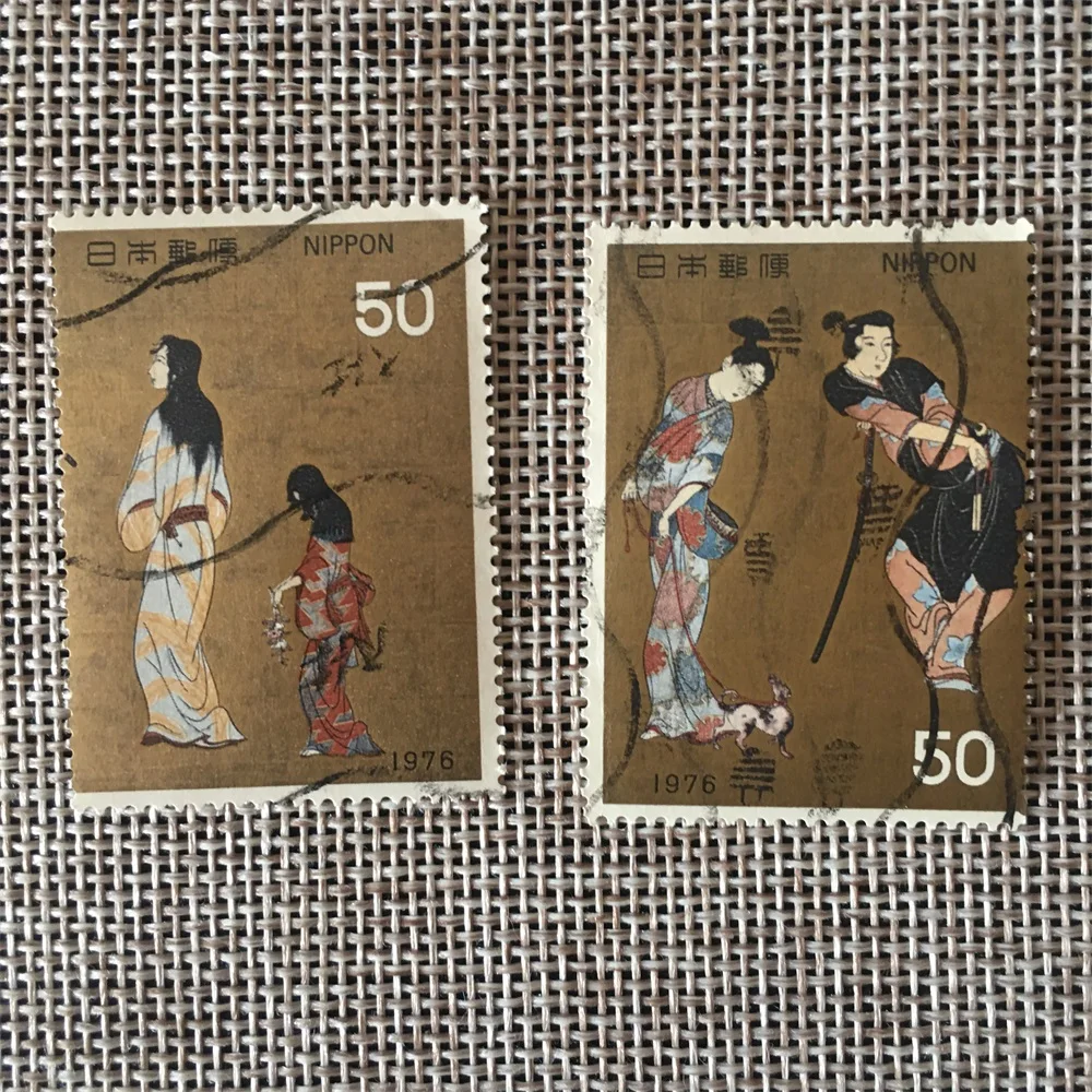 

2 шт./компл. японские почтовые марки 1976 Yan Gen's Screen-Ukiyo, почтовые марки для коллекционирования