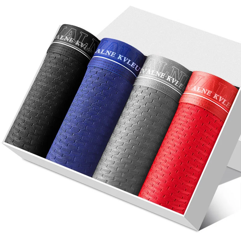 Male Boxer Panties Ice Silk Men's Underwear Boxers Breathable Man Boxer Underpants Comfortable Mesh U Convex Pouch Shorts L-4XL