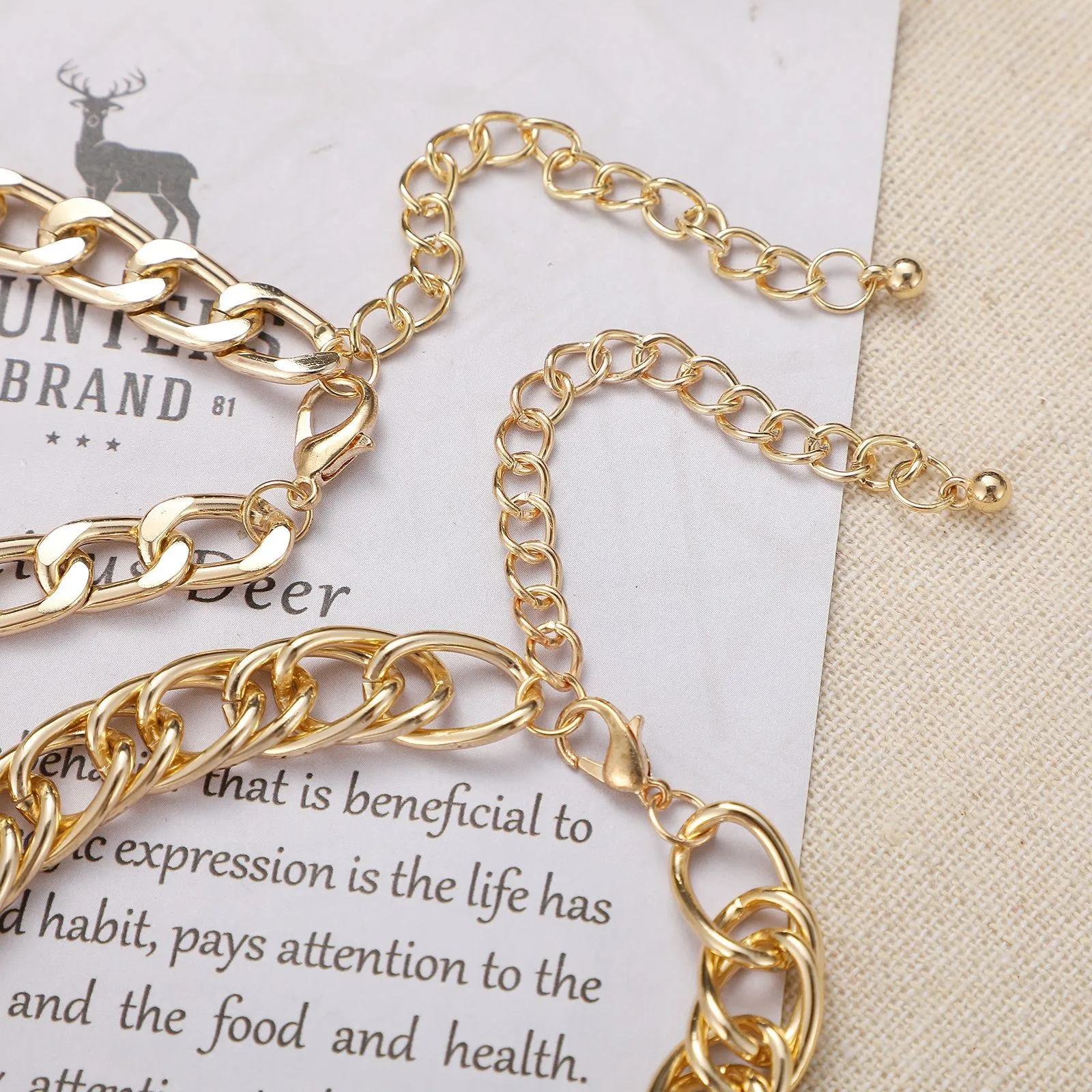 

Bohemian Punk Double Thick Cuban Chain Ladies Bracelet Exaggerated Golden Charm Bracelet Bracelet Women's Pulseira Jewelry2021