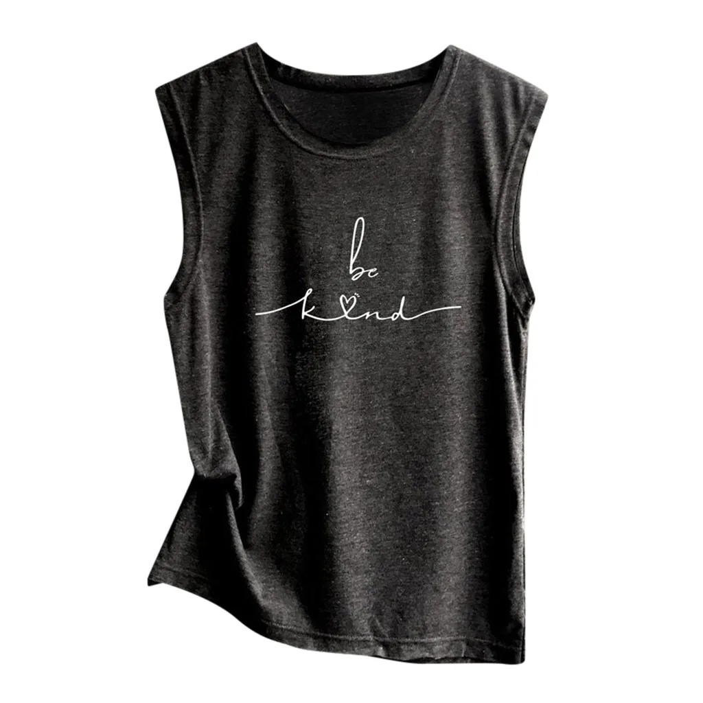 Женская футболка без рукавов с принтом Повседневная Свободная майка мягкий