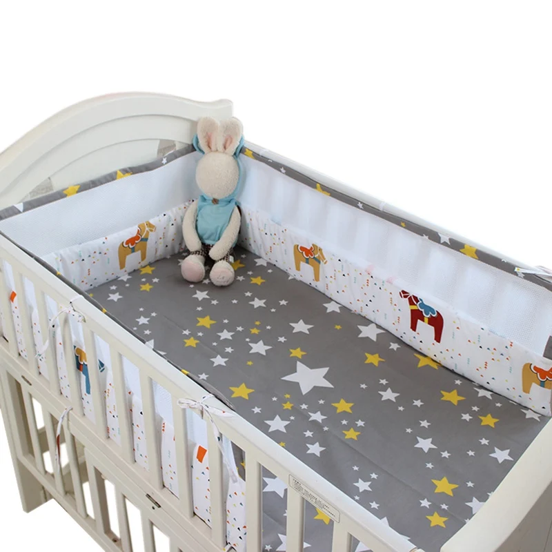 5 шт. хлопковые бамперы для детской кроватки сетчатые дышащие защитные бортики