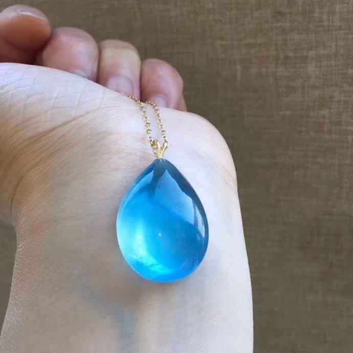 Натуральный аквамарин подвеска для мужчин и женщин новый подарок 28*22*12 мм синий