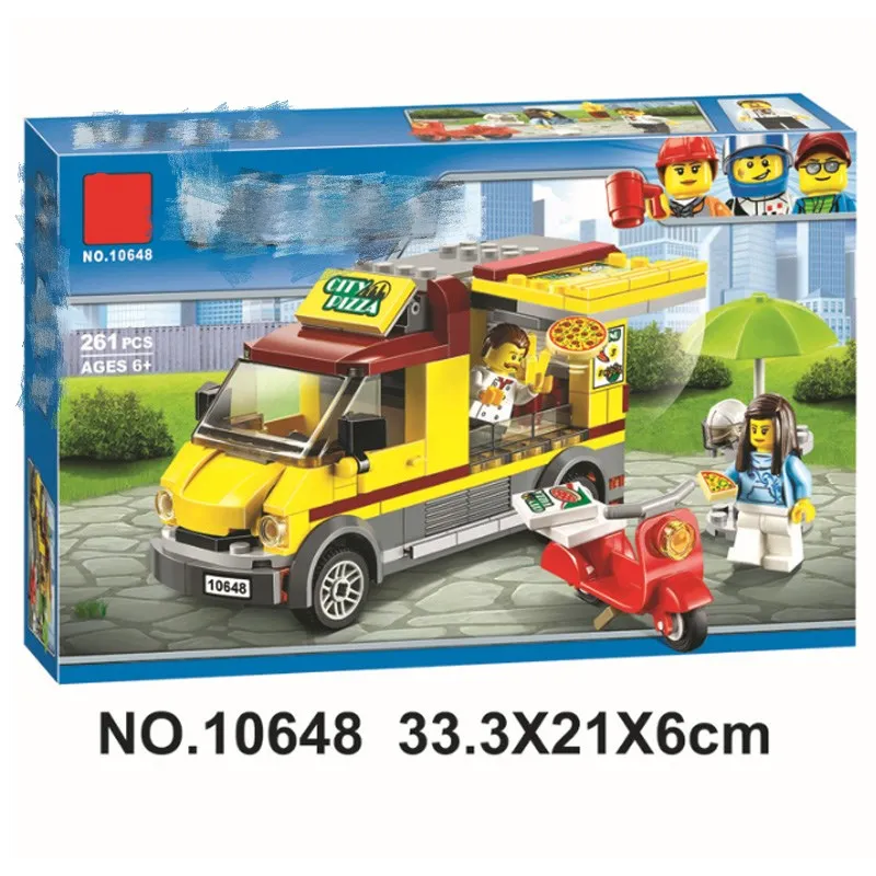 10648 261 шт. продажа пиццы Автомобиль Ван Фигурки игрушки строительные блоки
