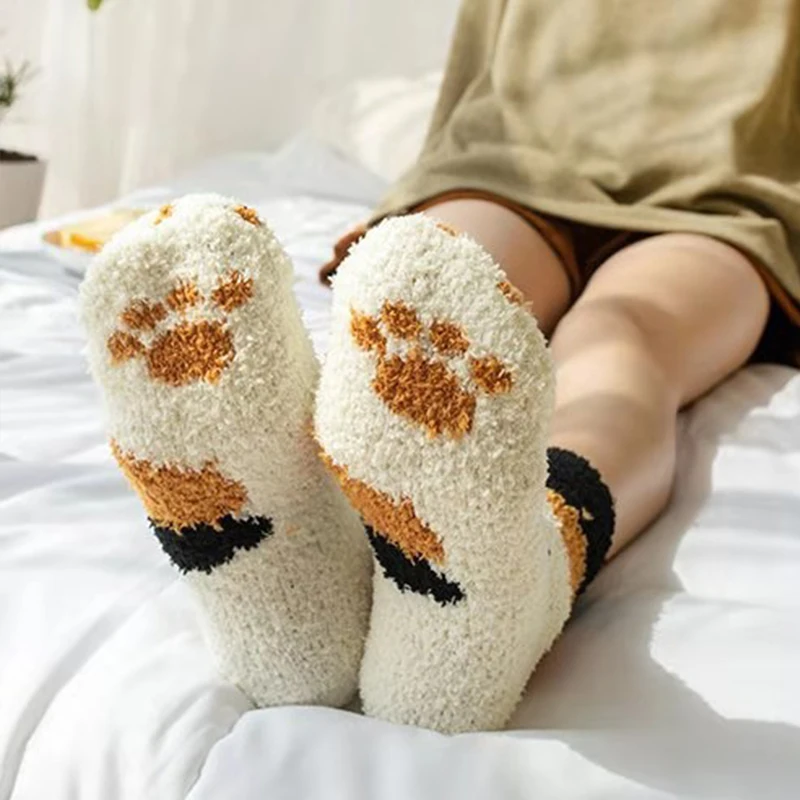 1 пара милые женские носки с когтями зимние теплые Плюшевые Пушистые Носки