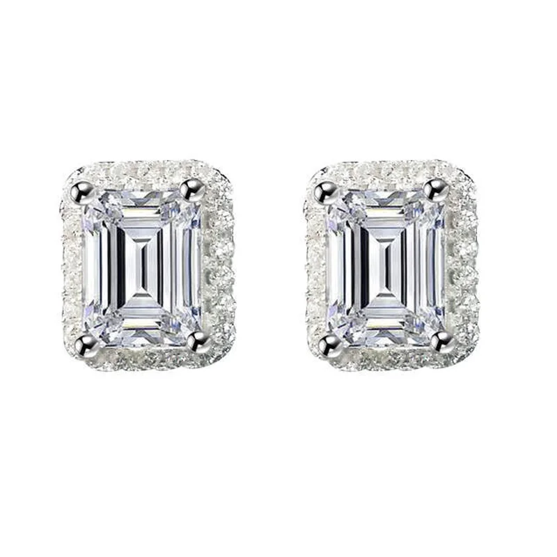 Серьги-гвоздики из серебра 925 пробы с фианитом | Украшения и аксессуары