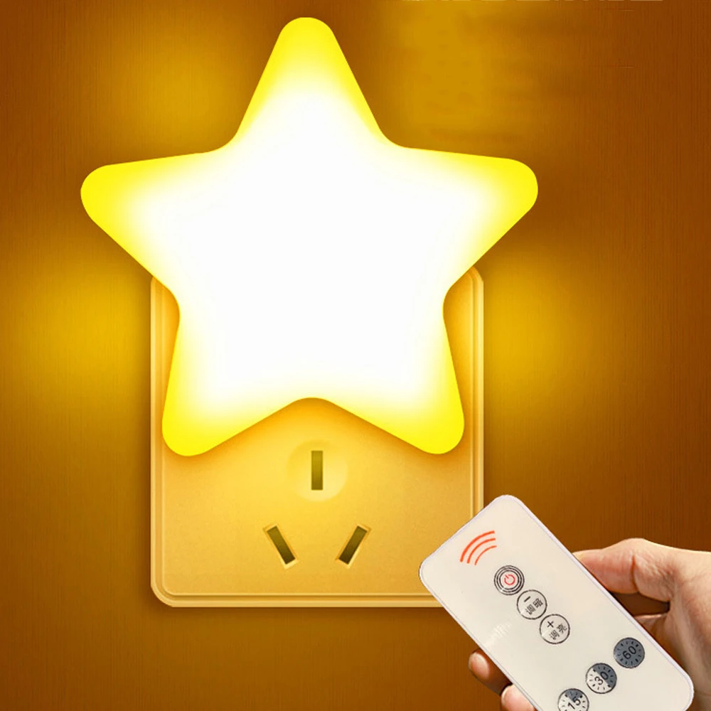 

Mini Dimmable Remote Control Sensor Light Cartoons Star LED Night Lamp for Baby Children's Bedroom Bedside Sleeping Nightlight