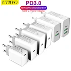 Внешний адаптер питания UTBVO, 18 Вт 30 Вт 45 Вт 60 Вт 65 Вт 87 Вт PD Type-C, зарядное устройство для Xiaomi, ноутбуков, MacBook Pro, iPhone 12, iPad, Samsung S9S10
