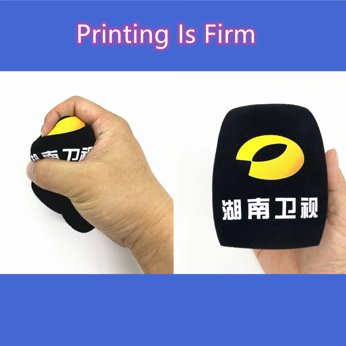 Flocking Mic Sponge Printing Covers Customized Microphone Windshield Logo For TV Stations Reporters Interview Round Shape