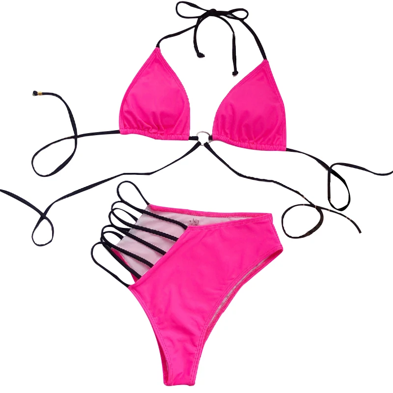

Leopard Print Hollow Out Swimsuit Women's Beach Thong With High Waist Underwear Set Swimsuits Summer Suits Women's Bikinis 2021