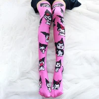 cute cartoon anime printing womens long socks japanese girls lolita pink velvet comfortable over knee tights stockings for sex