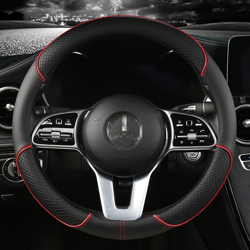 Microfiber Leather Car Steering Wheel Cover for Mercedes Ben AMG 38cm Models A C CLA E GLA GLC GLE S B CLS Class Accessories