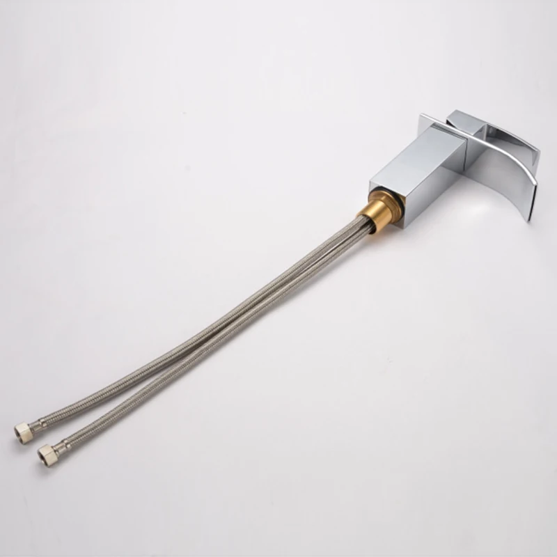 

Silver Faucet Stainless Steel Paint Faucet Bathroom Basin Faucets Hot Cold Mixer Tap Single Hole Waterfall Dropship