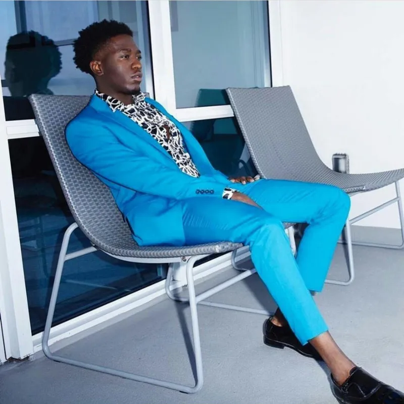 

Костюмы для жениха мужской синий смокинг с отворотом шаль для мужчин приталенный деловой костюм для выпусквечерние вечера Блейзер пиджак б...