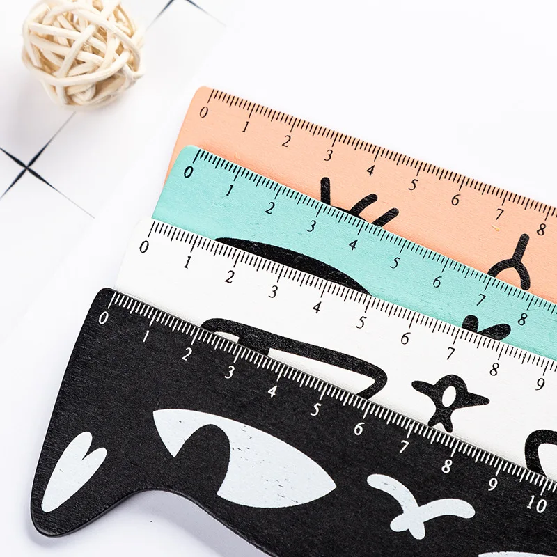 

1 Pcs/lot Kawaii Combative Cat Fruit 15cm Cat Paw Ruler Wooden Cartoon Straight Rule Children Stationery Gift School Supplies