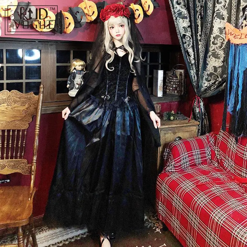 

Платья на Хэллоуин, длинный костюм ведьмы вампира, ведьмы, маскарадный костюм, одежда для косплея, готические женские костюмы на Хэллоуин дл...