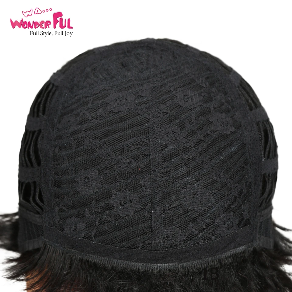 Замечательный парик с машинной стрижкой смешанных цветов короткий волнистый