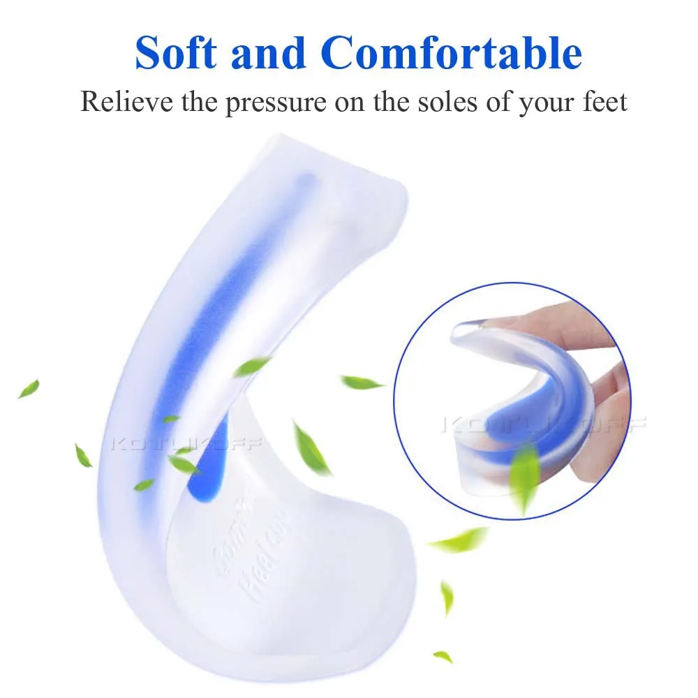 KOTLIKOFF Soft Silicone Gel Insoles for heel spurs pain Foot cushion Foot Massager Care Half Heel Insole Pad Height Increase