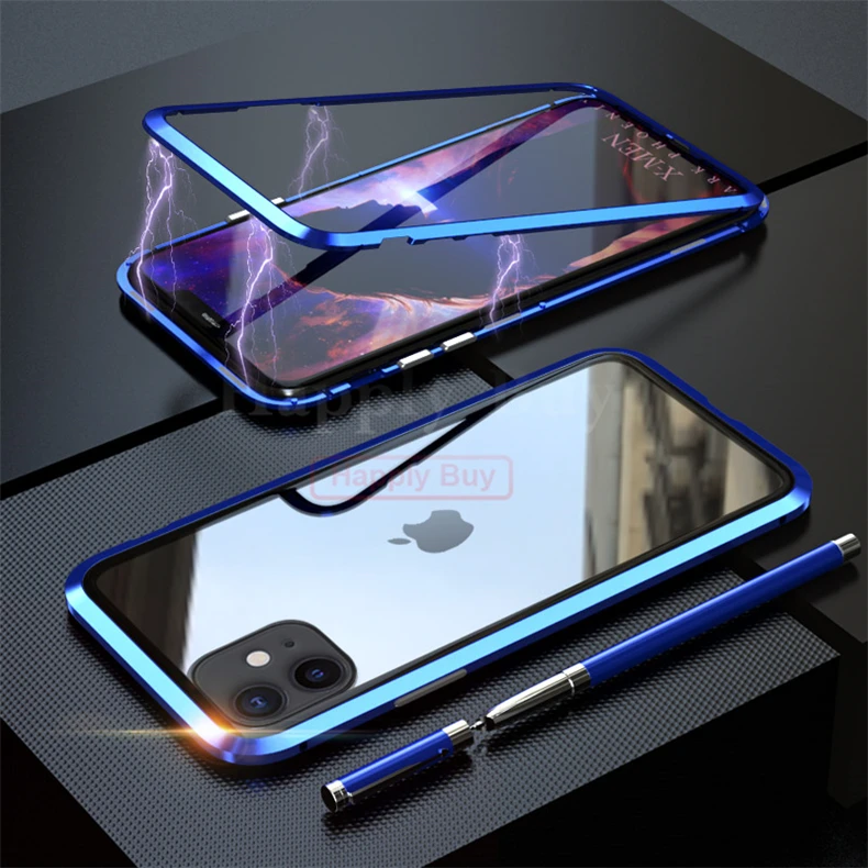 Магнитный адсорбционный чехол для телефона iPhone 11 Pro Max, чехол с магнитом для iPhone 11 Pro Max, чехол, чехлы из металла, Bumber Coque