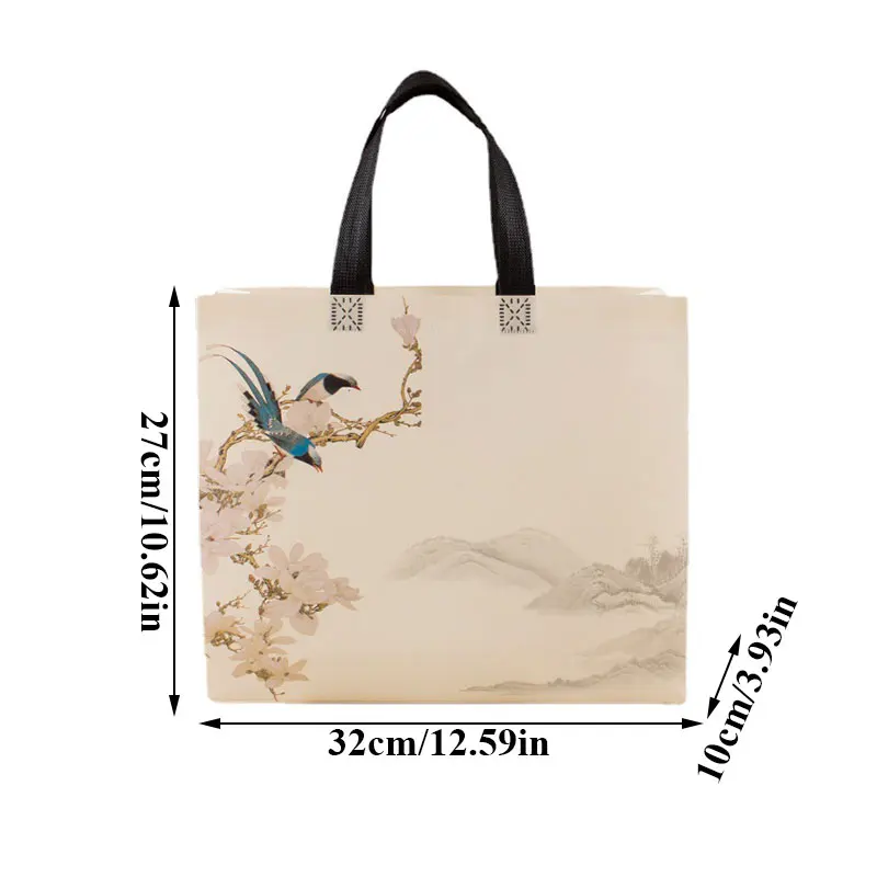 

2021 Fashion Eco Shopping Bag Foldable Bird Flowers Eco Bag Large Reusable Storage Bag Tote Waterproof Non-woven Fabric Pouch